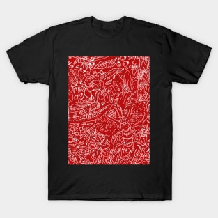 a cute red pattern with flowers and bees. T-Shirt